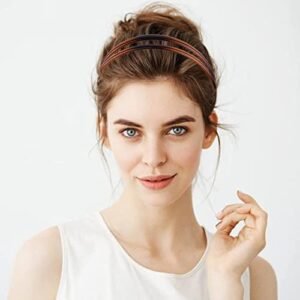 Chic Double Row Non-Slip Hairbands - 4 Pack