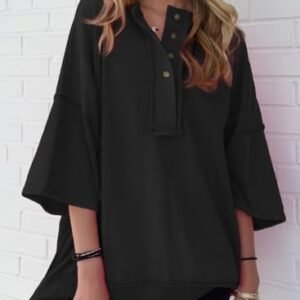 Chic Oversized Henley T-Shirt for Effortless Summer Style