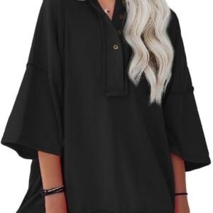 Chic Oversized Henley T-Shirt for Effortless Summer Style
