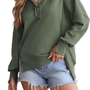 Chic SHEWIN Women's V-Neck Button Down Sweatshirt