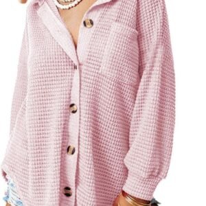 Dokotoo Women's Waffle Knit Shacket: Stylish & Comfy!