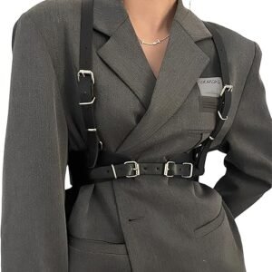 Edgy Faux Leather Waist Harness - Goth Body Corset