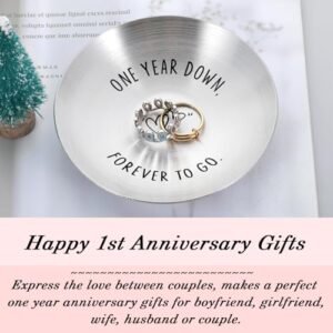 Elegant 1st Anniversary Engraved Jewelry Dish for Couples