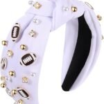 Game Day Pearl Rhinestone Football Headband for Fans