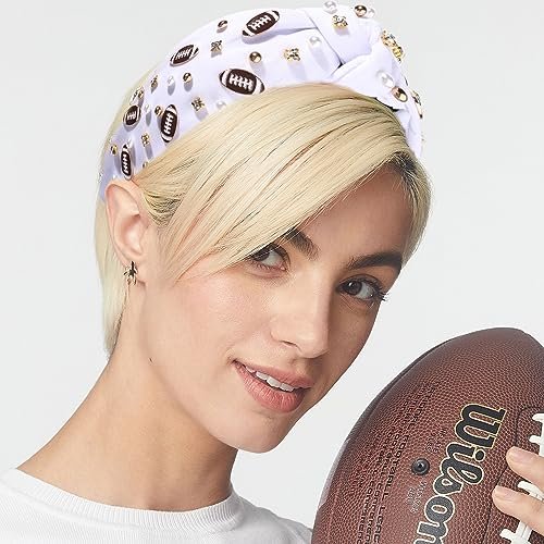 Game Day Pearl Rhinestone Football Headband for Fans