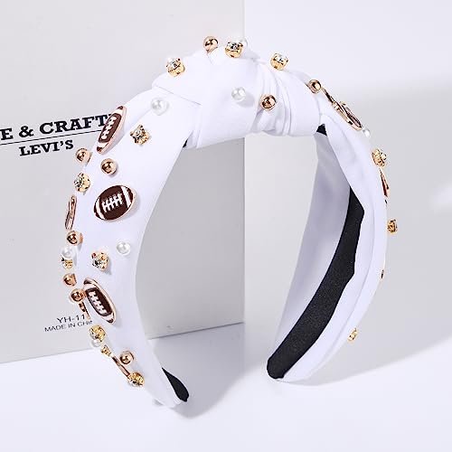 Game Day Pearl Rhinestone Football Headband for Fans