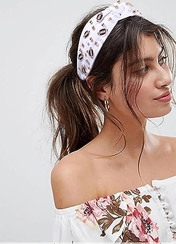 Game Day Pearl Rhinestone Football Headband for Fans