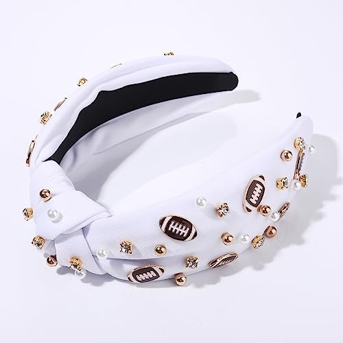 Game Day Pearl Rhinestone Football Headband for Fans