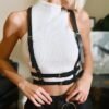 HLJA Black Leather Punk Waist Harness for Rave & Cosplay