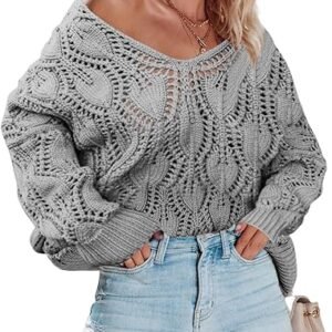 Trendy Dokotoo Crochet Hollow Out Fall Sweater 2024