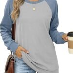 Trendy OFEEFAN Color Block Crewneck Sweatshirt for Women