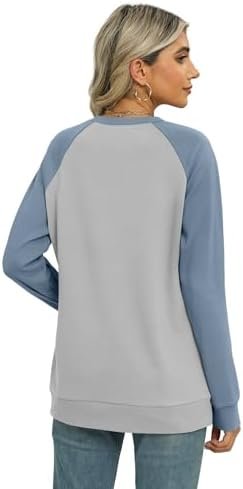 Trendy OFEEFAN Color Block Crewneck Sweatshirt for Women