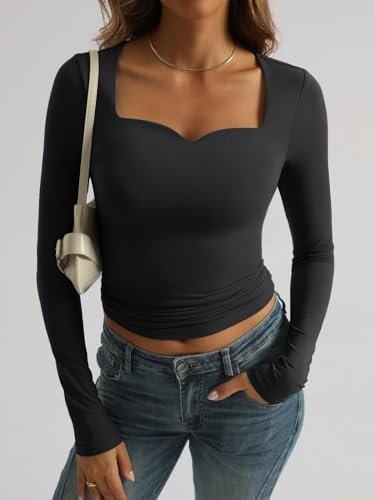 Trendy Queen Sweetheart Neck Crop Top for Fall 2024