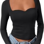 Trendy Queen Sweetheart Neck Crop Top for Fall 2024