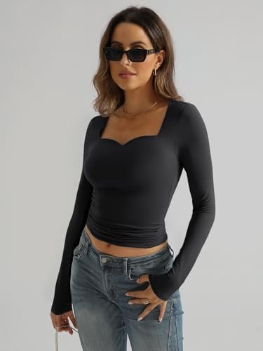 Trendy Queen Sweetheart Neck Crop Top for Fall 2024