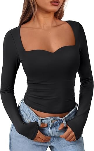 Trendy Queen Sweetheart Neck Crop Top for Fall 2024