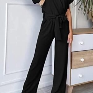 Trendy Women's Wrap V Neck Wide Leg Jumpsuit