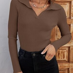 ZESICA Women’s V Neck Ribbed Knit Sweater - Fall Essential